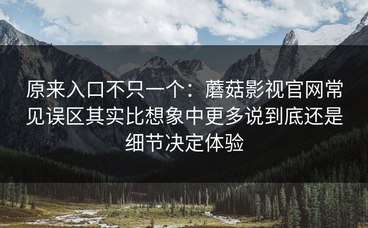 原来入口不只一个：蘑菇影视官网常见误区其实比想象中更多说到底还是细节决定体验