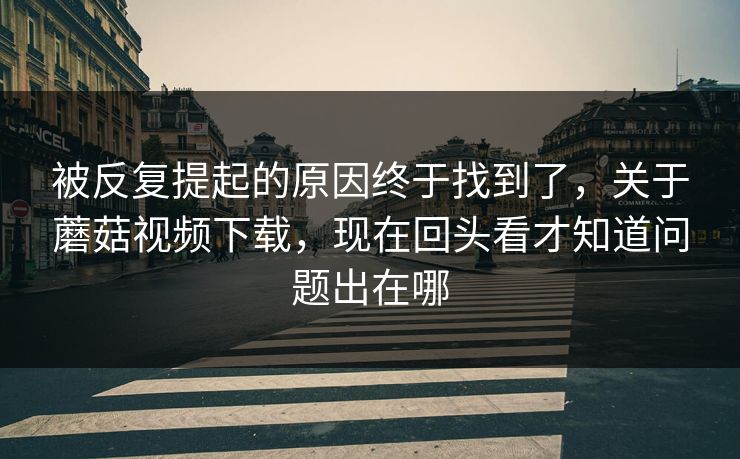 被反复提起的原因终于找到了，关于蘑菇视频下载，现在回头看才知道问题出在哪