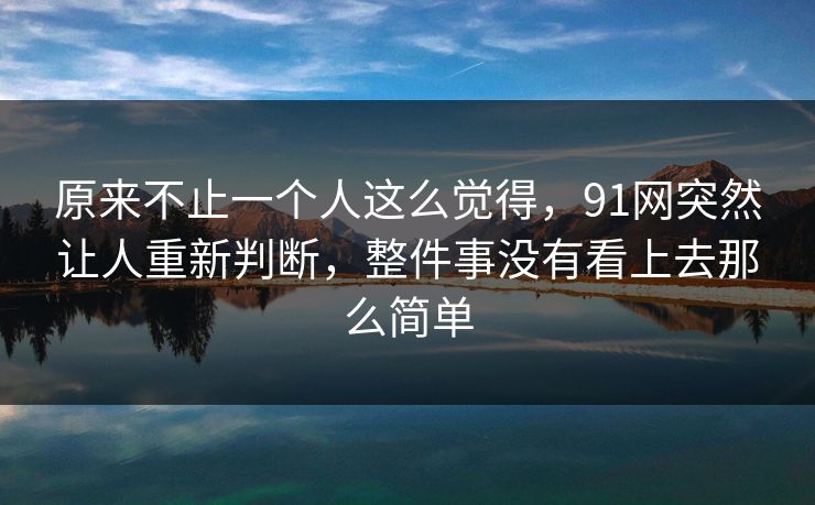 原来不止一个人这么觉得，91网突然让人重新判断，整件事没有看上去那么简单