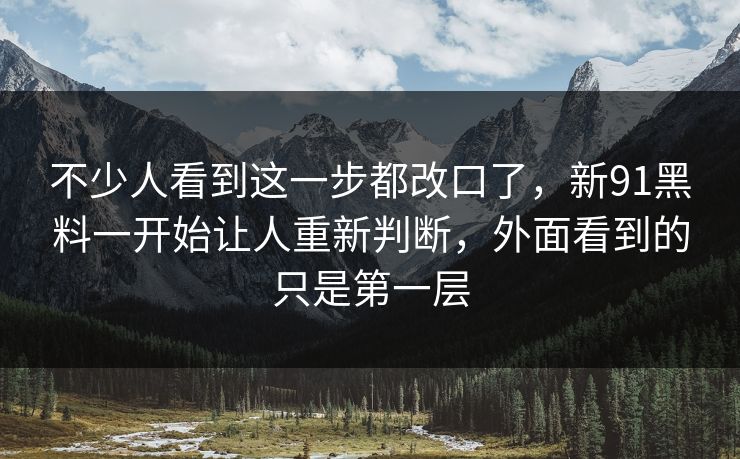 不少人看到这一步都改口了，新91黑料一开始让人重新判断，外面看到的只是第一层