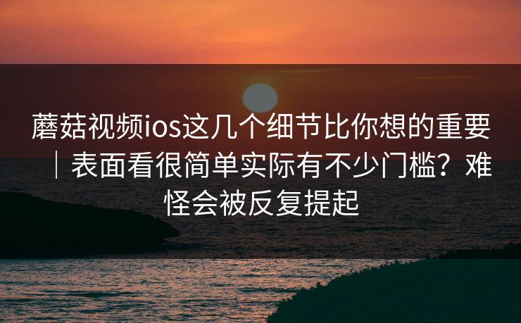 蘑菇视频ios这几个细节比你想的重要｜表面看很简单实际有不少门槛？难怪会被反复提起