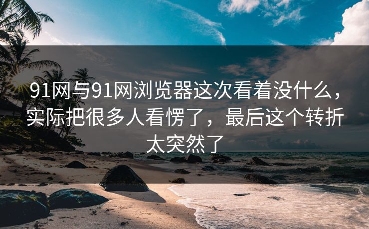 91网与91网浏览器这次看着没什么，实际把很多人看愣了，最后这个转折太突然了